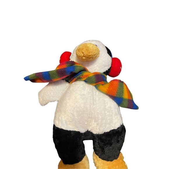 Commonwealth Plush Multicolor Stuffed Penguin with Red Ear Muffs Plaid Scarf 18” - Picture 5 of 13